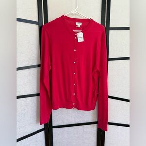 J. Crew Factory Lightweight Cardigan - Hot Pink ~ Size XL ~ Rhinestone Buttons